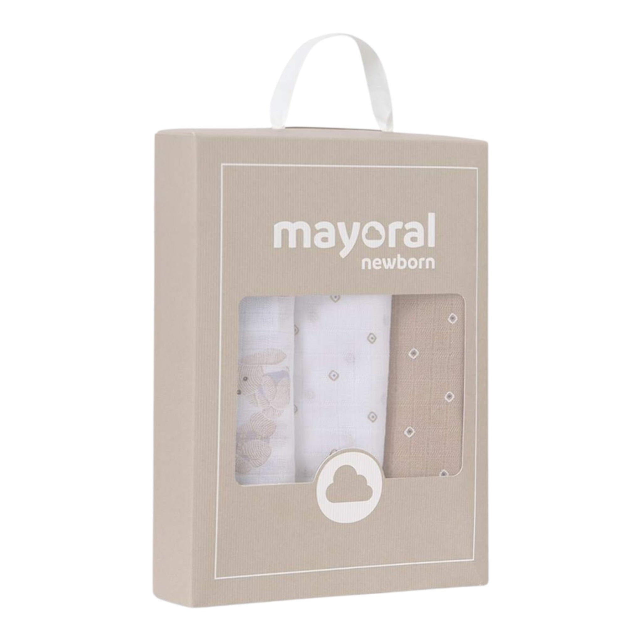 Mayoral Set 3 Pezzi Fazzoletti Bicolore Bianco/Beige per Neonato 19402 BIANCO/BEIGE MAYORAL 