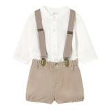 Mayoral Completo 2 Pezzi Camicia-Salopettes Bianco/Beige per Neonato 2257 BIANCO/BEIGE MAYORAL 