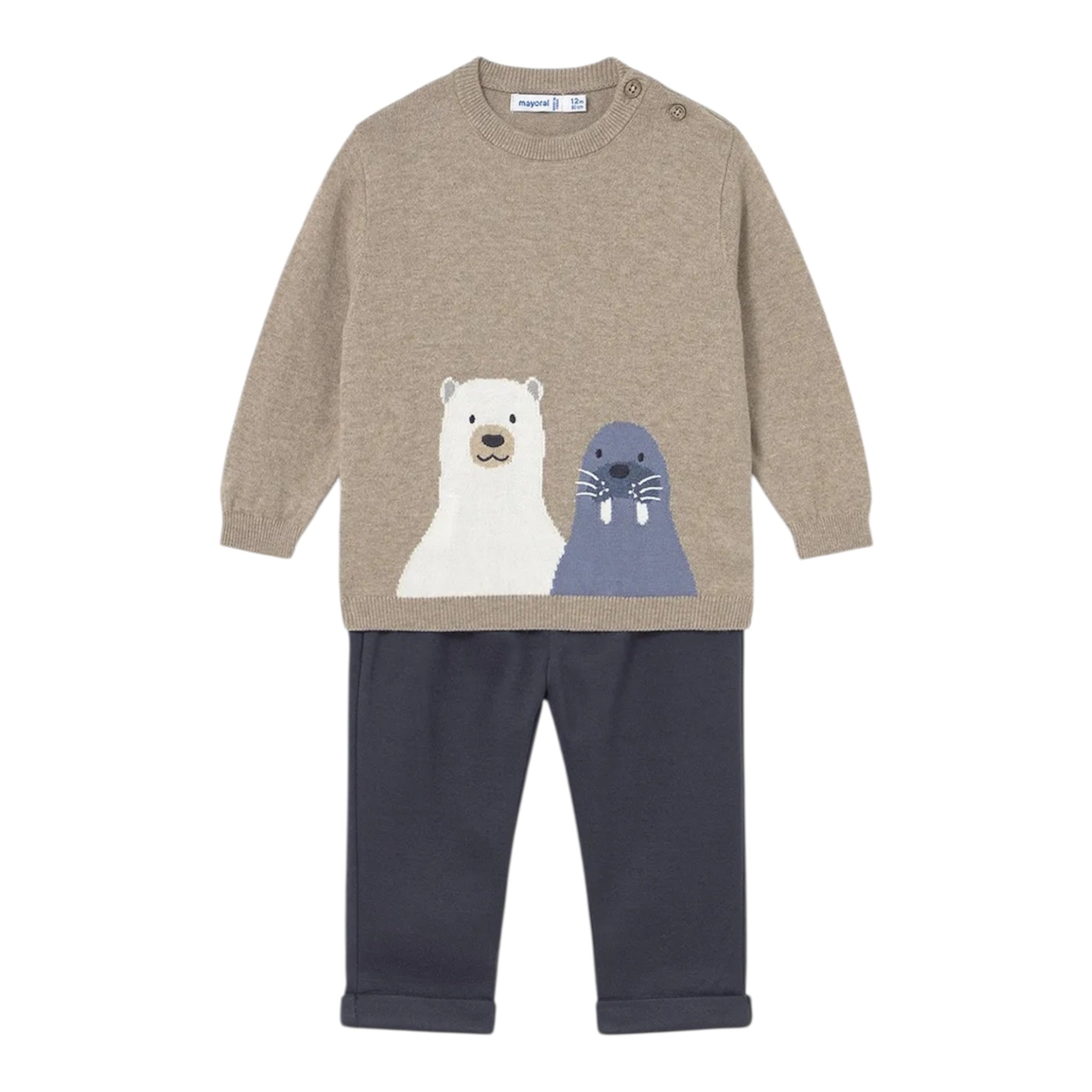 Mayoral Completo 2Pz Maglia-Pantalone Beige/Blu per Neonato 2515 BEIGE/BLU MAYORAL 