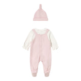 Mayoral Completo 3Pz Salopette-Shirt Bicolore con Pois-Cappello Bianco/Rosa per Neonata 2602 BIANCO/ROSA MAYORAL 