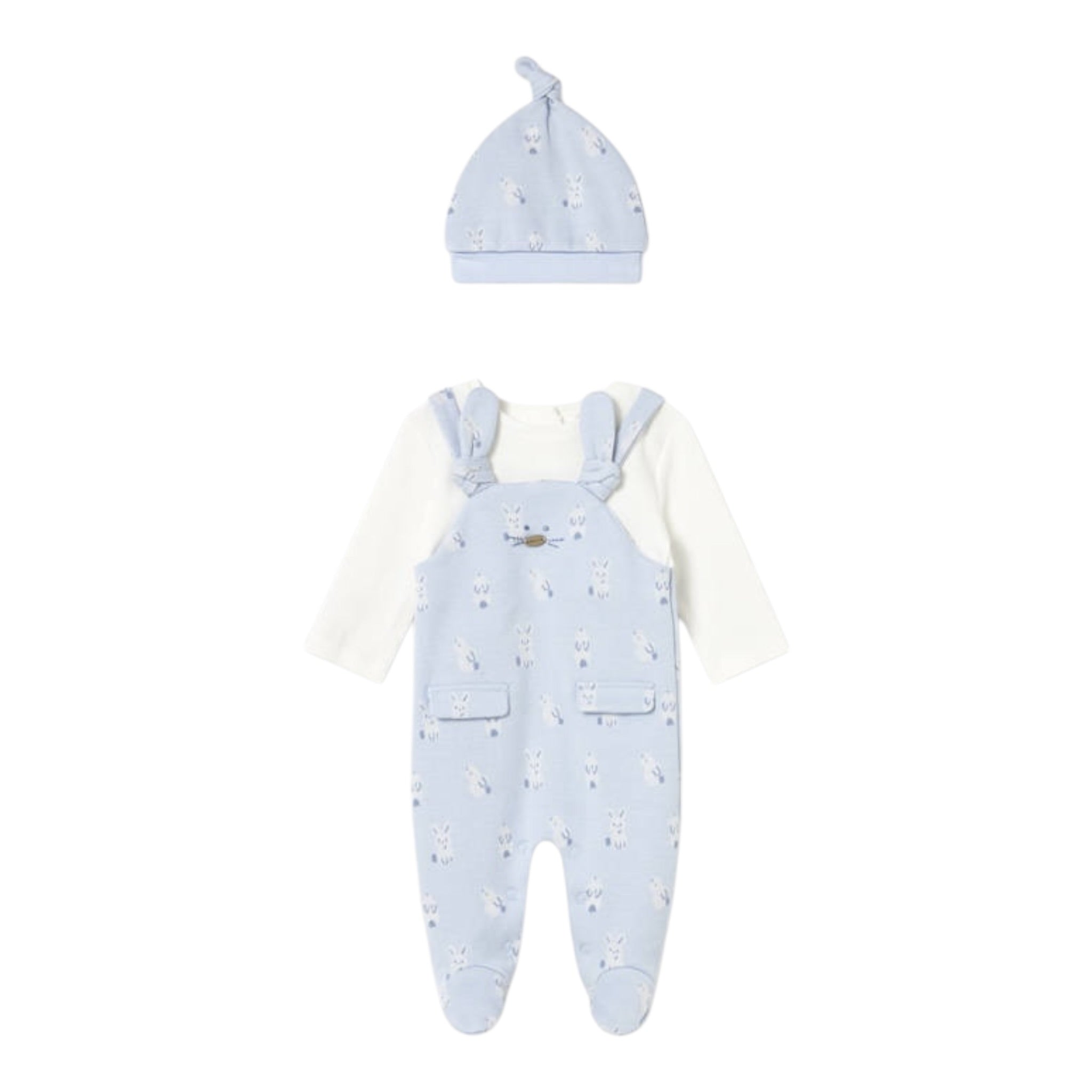 Mayoral Set Tutina-Cappello Bicolore Bianco/Azzurro per Neonato 2609 BIANCO/AZZURRO MAYORAL 