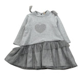 Meilisa Bai Abito Manica Lunga tinta unita con Tulle Grigio per Neonata FL5925 GRIGIO MEILISA BAI 