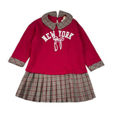 Meilisa Bai Abito tinta unita con Fantasia A Quadri Magenta per Bambina FL6582 MAGENTA MEILISA BAI 