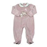 Melby Tutina tinta unita In Velluto con Stampa Rosa per Neonata 25N0221 ROSA MELBY 
