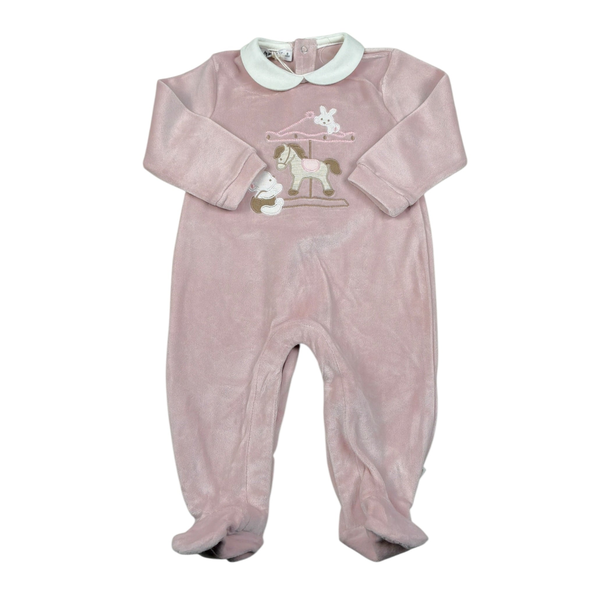Melby Tutina tinta unita In Velluto con Stampa Rosa per Neonata 25N0221 ROSA MELBY 