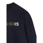 Michael Kors Felpa Chiusa Girocollo tinta unita con Logo Blu per Bambina R304699X BLU MICHAEL KORS 