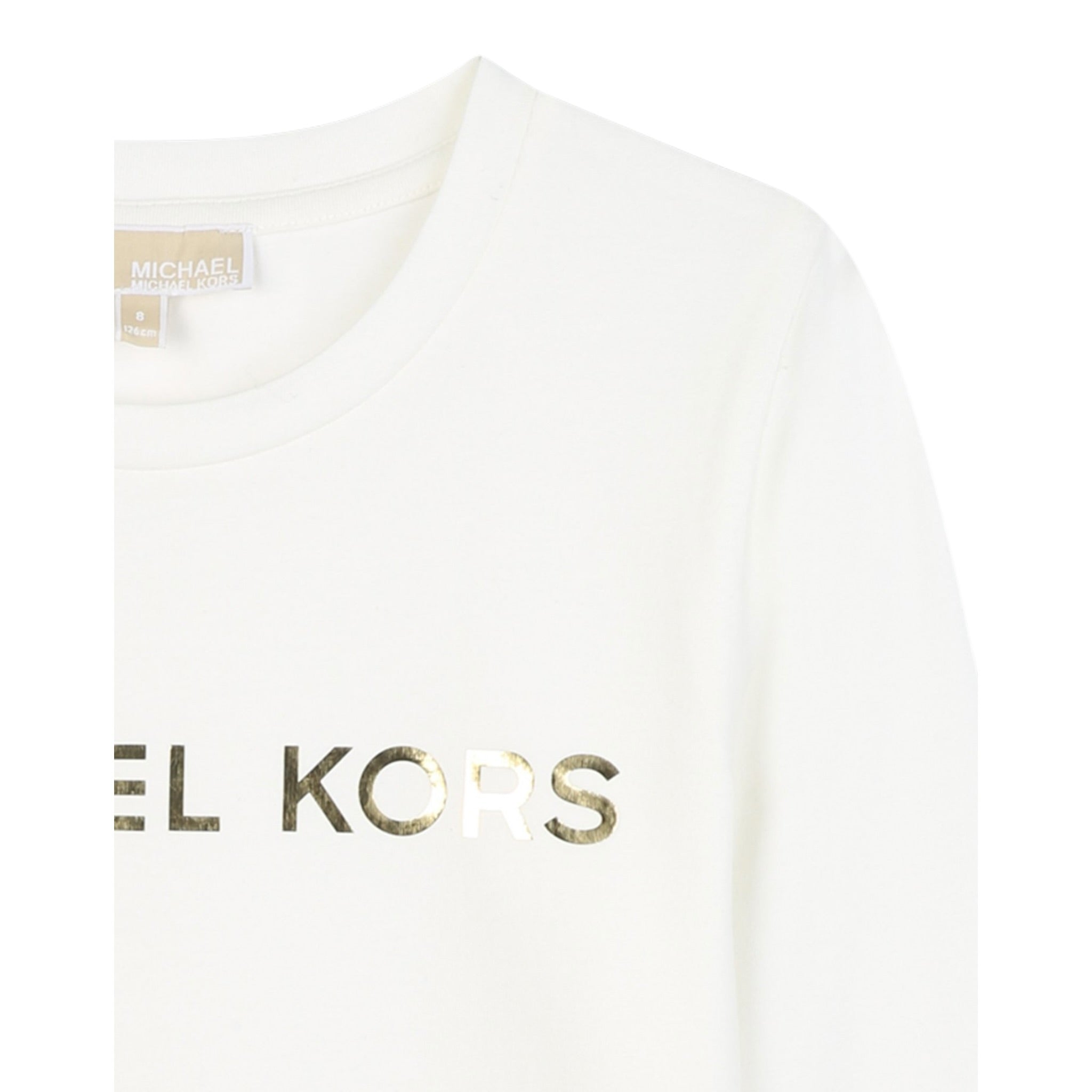 Michael Kors Shirt Girocollo tinta unita con Logo Panna per Neonata R30488 PANNA MICHAEL KORS 