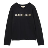 Michael Kors Shirt Girocollo tinta unita con Logo Nero per Neonata R30488X NERO MICHAEL KORS 