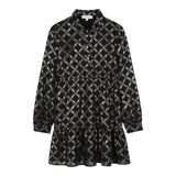 Michael Kors Abito Manica Lunga tinta unita con Loghi Nero per Bambina R30489 NERO MICHAEL KORS 