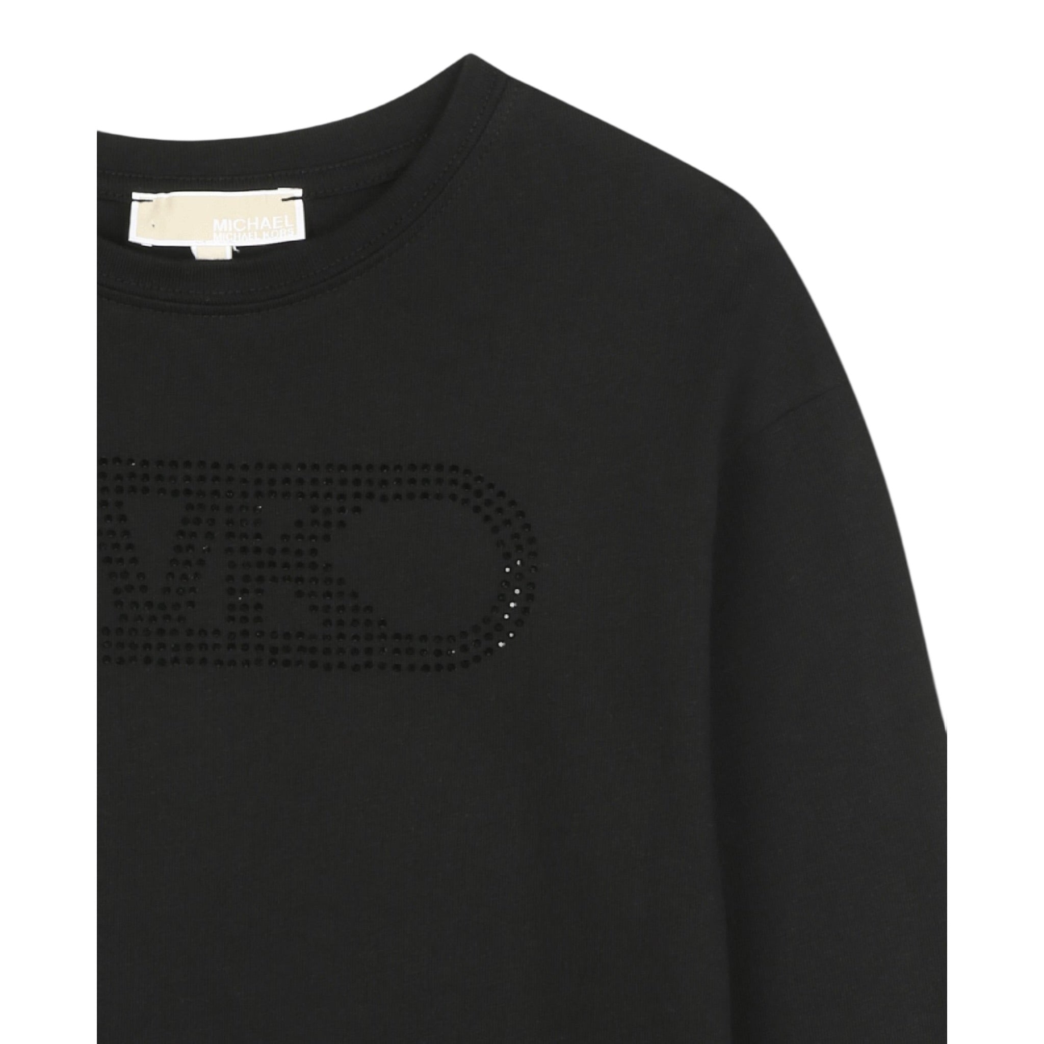 Michael Kors Shirt Girocollo tinta unita con Logo Nero per Bambina R30495 NERO MICHAEL KORS 
