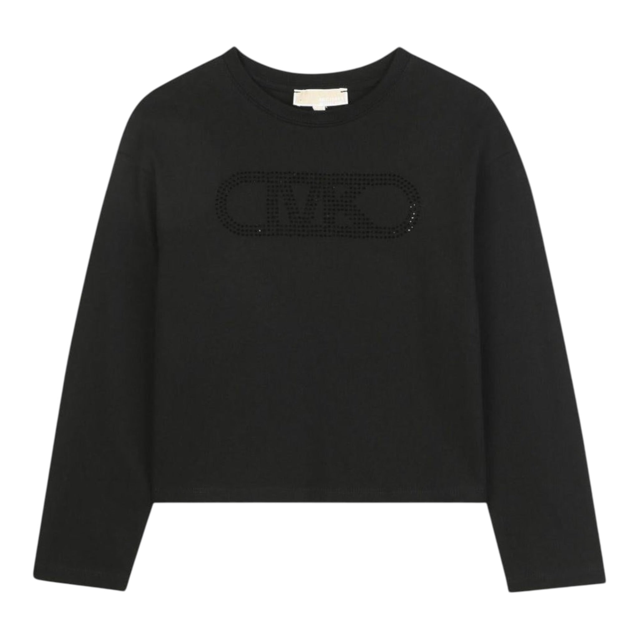 Michael Kors Shirt Girocollo tinta unita con Logo Nero per Bambina R30495 NERO MICHAEL KORS 