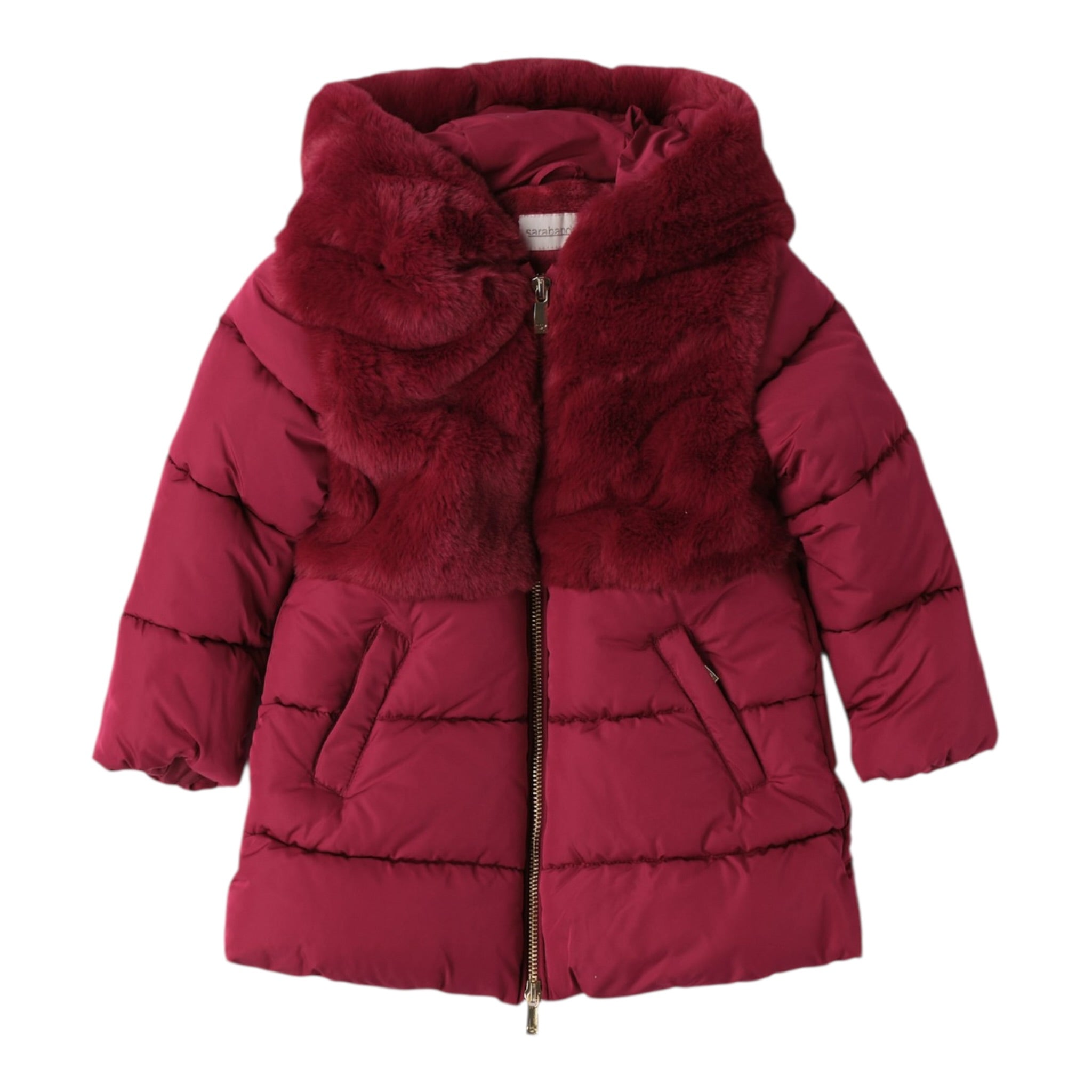 Mini Banda Giubbino tinta unita con Cappuccio Bordeaux per Bambina 0F376 BORDEAUX MINI BANDA 