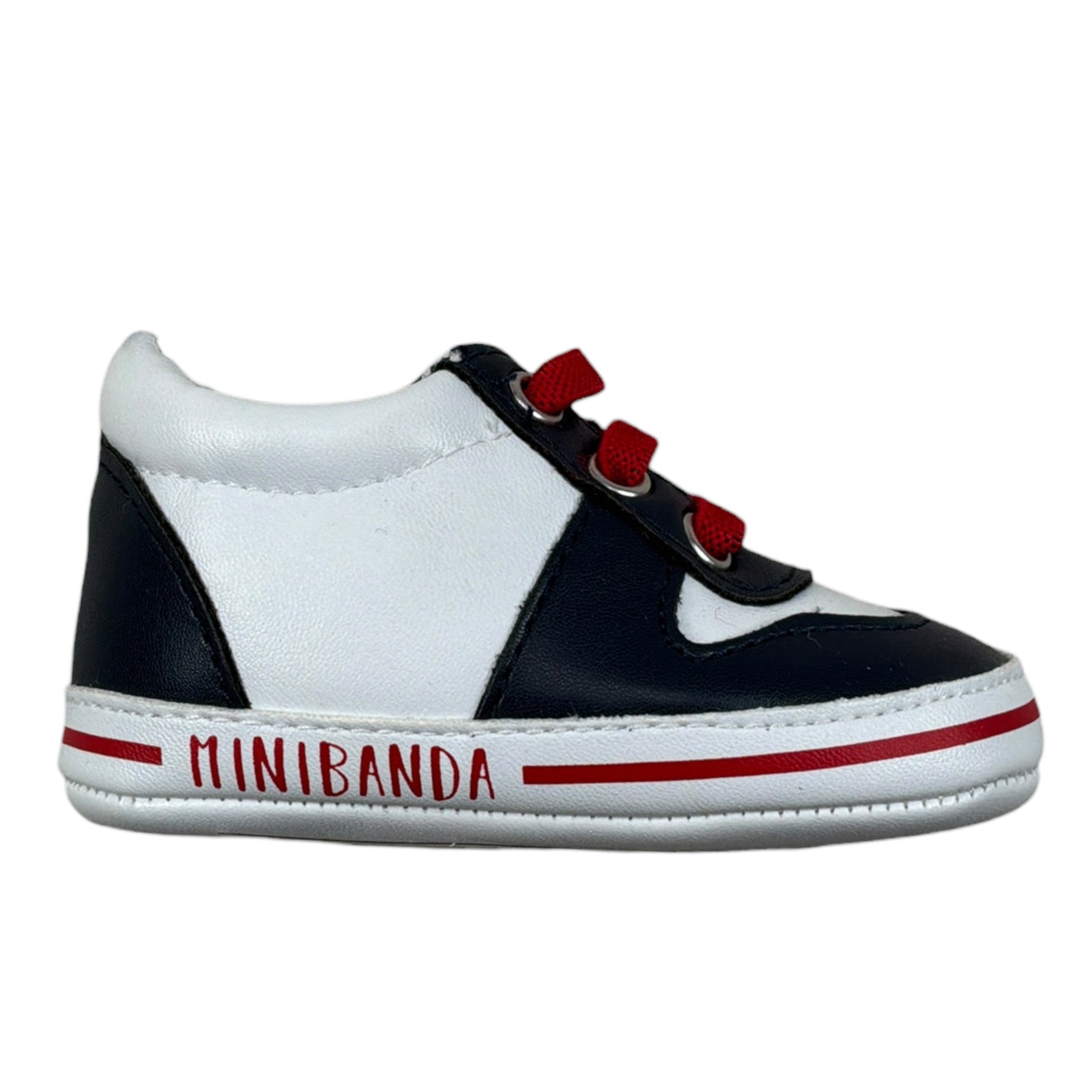 Mini Banda Sneakers Bicolore con Lacci Bianco/Blu per Neonato 3J310 BIANCO/BLU MINI BANDA 
