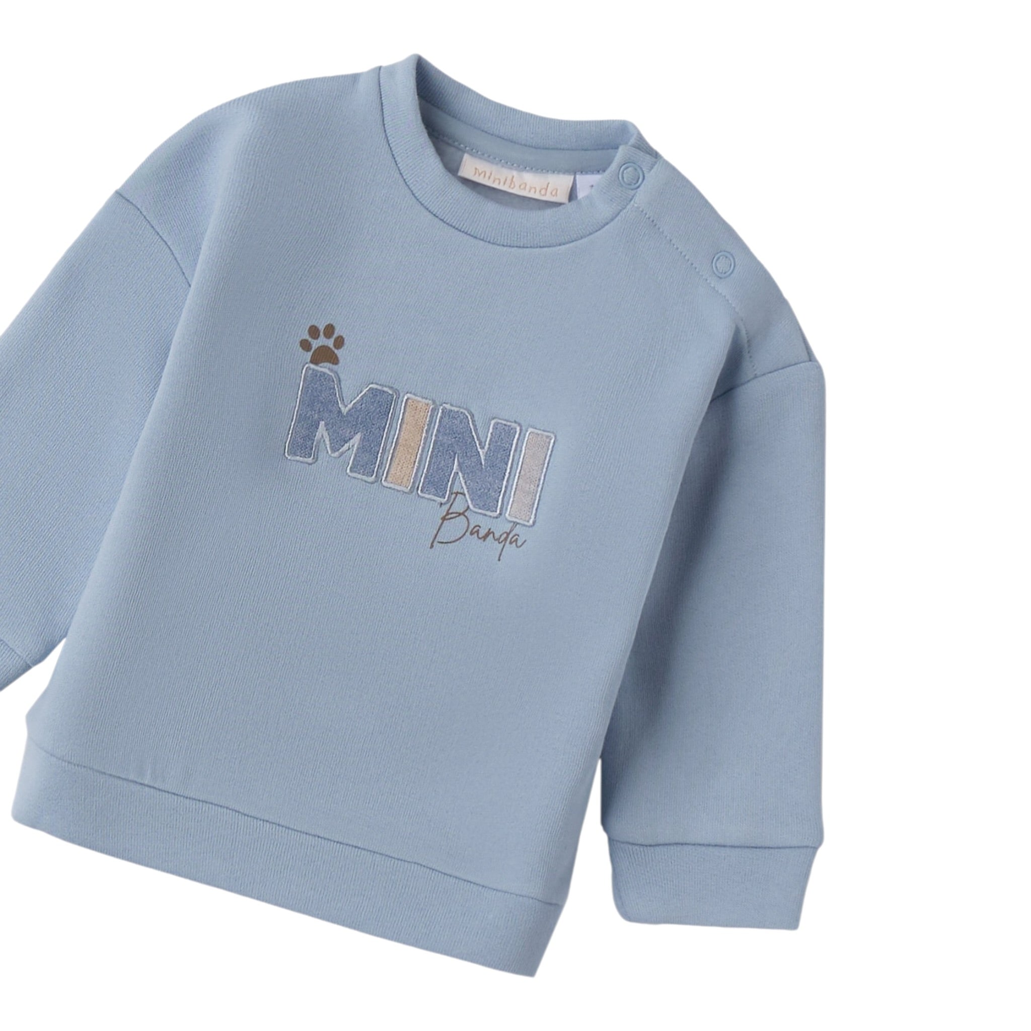 Mini Banda Felpa tinta unita con Stampa Azzurro per Neonato F613 AZZURRO MINI BANDA 