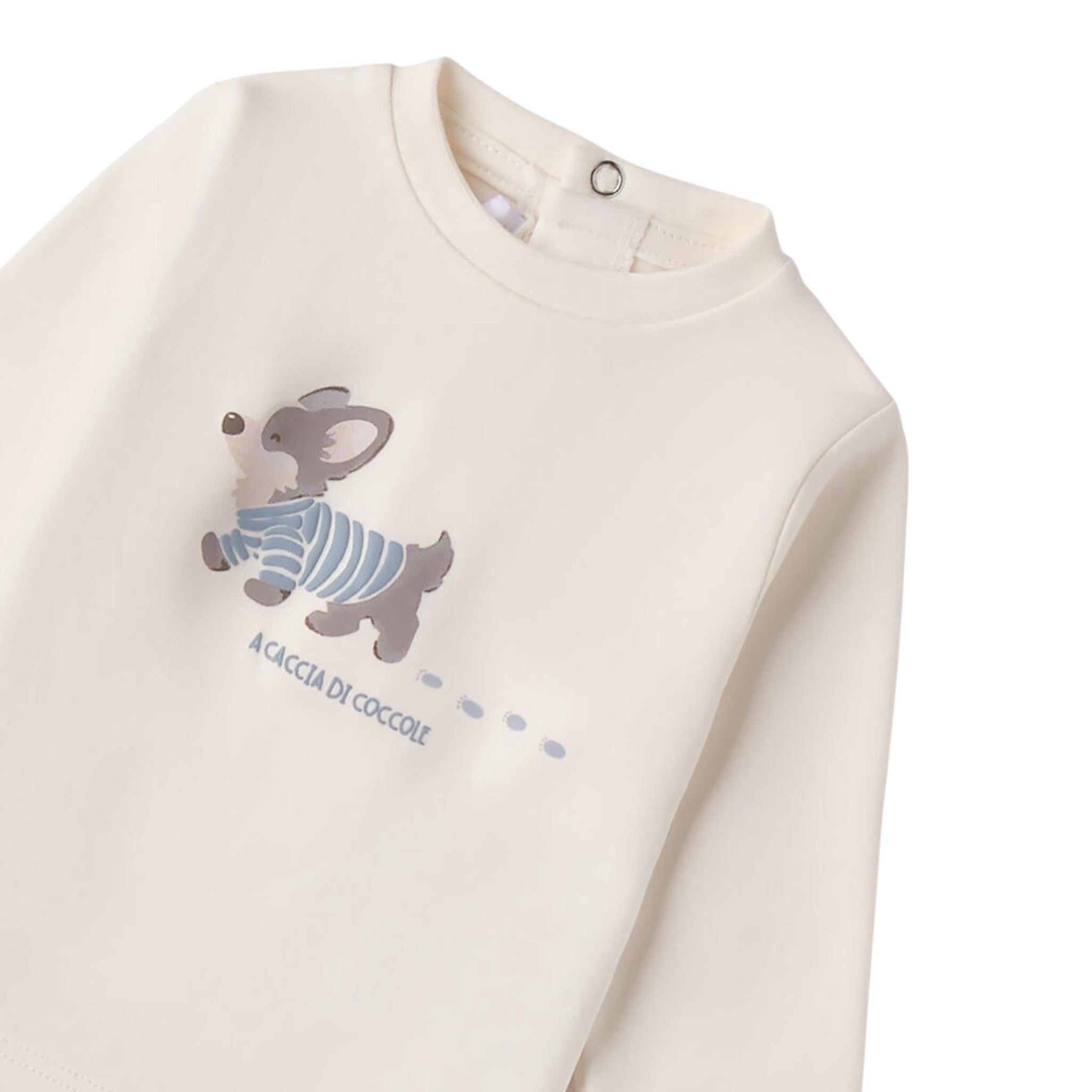 Mini Banda Shirt tinta unita con Stampa Bianco per Neonato F618 BIANCO MINI BANDA 