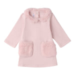 Mini Banda Abito tinta unita con Pelliccia Rosa per Neonata F727 ROSA MINI BANDA 