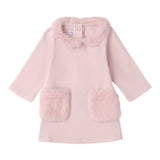 Mini Banda Abito tinta unita con Pelliccia Rosa per Neonata F727 ROSA MINI BANDA 
