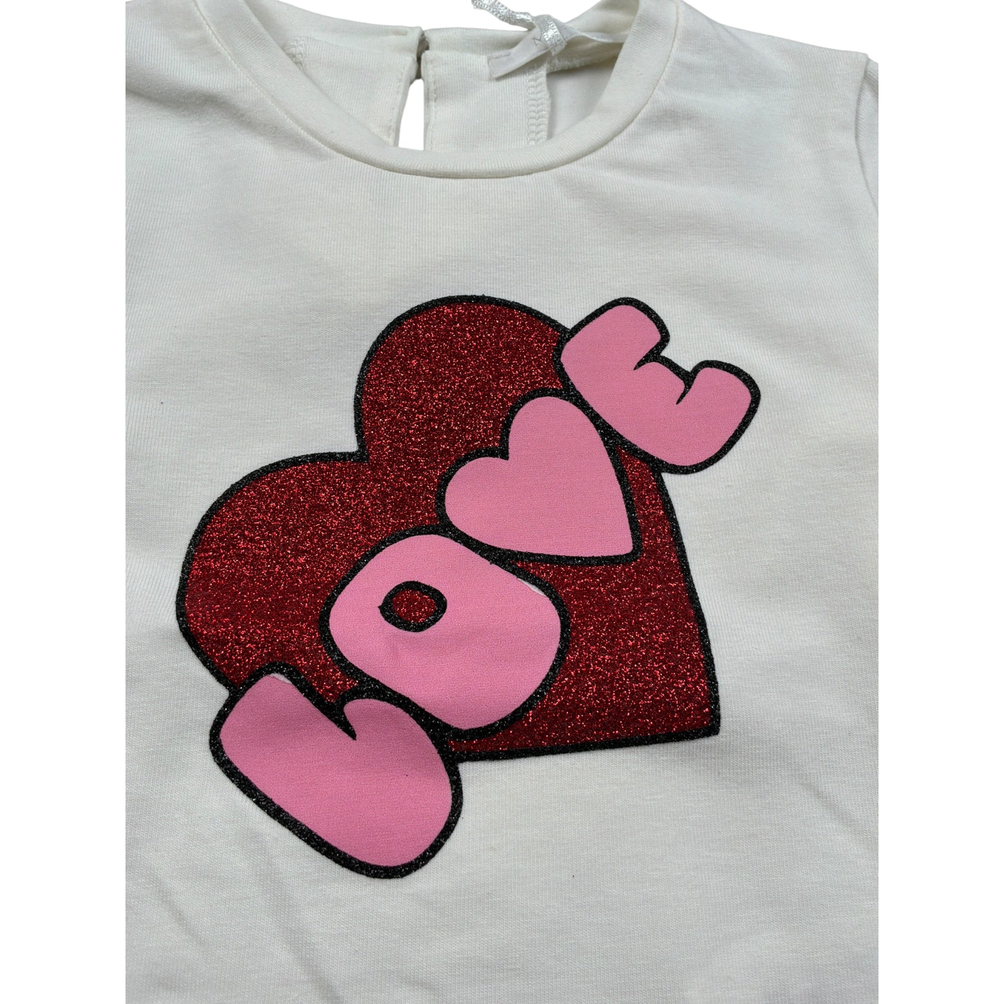 Miss Grant Shirt Girocollo tinta unita con Stampa Panna per Neonata MG1121 PANNA MISS GRANT 