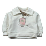 Miss Grant Felpa tinta unita con Colletto E Stampa Panna per Bambina MG1380X PANNA MISS GRANT 