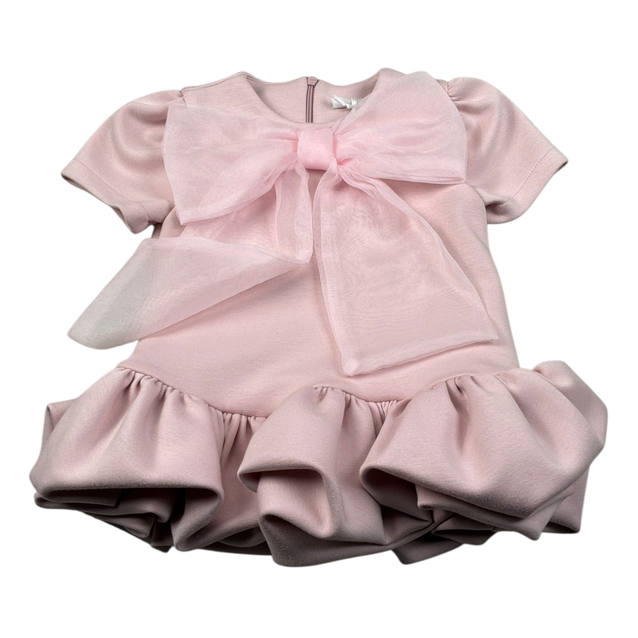 Miss Grant Abito Mezza Manica tinta unita con Fiocco Rosa per Neonata MG1416 ROSA MISS GRANT 