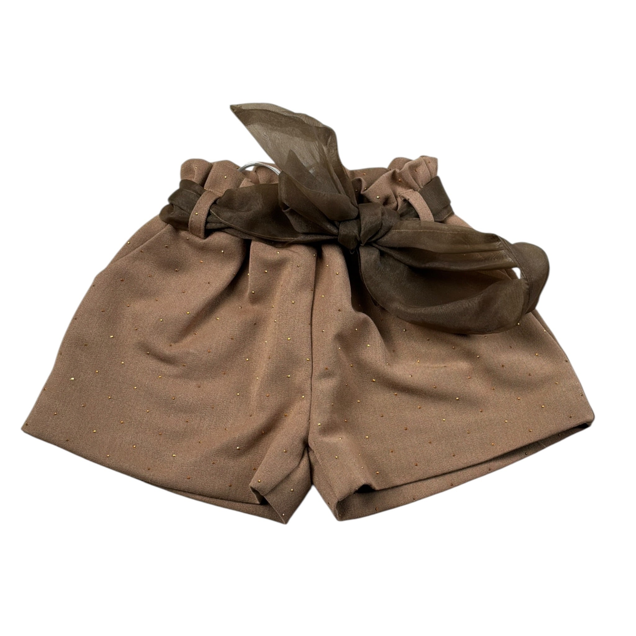 Miss Grant Short tinta unita con Cintura Beige per Bambina MG1429J BEIGE MISS GRANT 