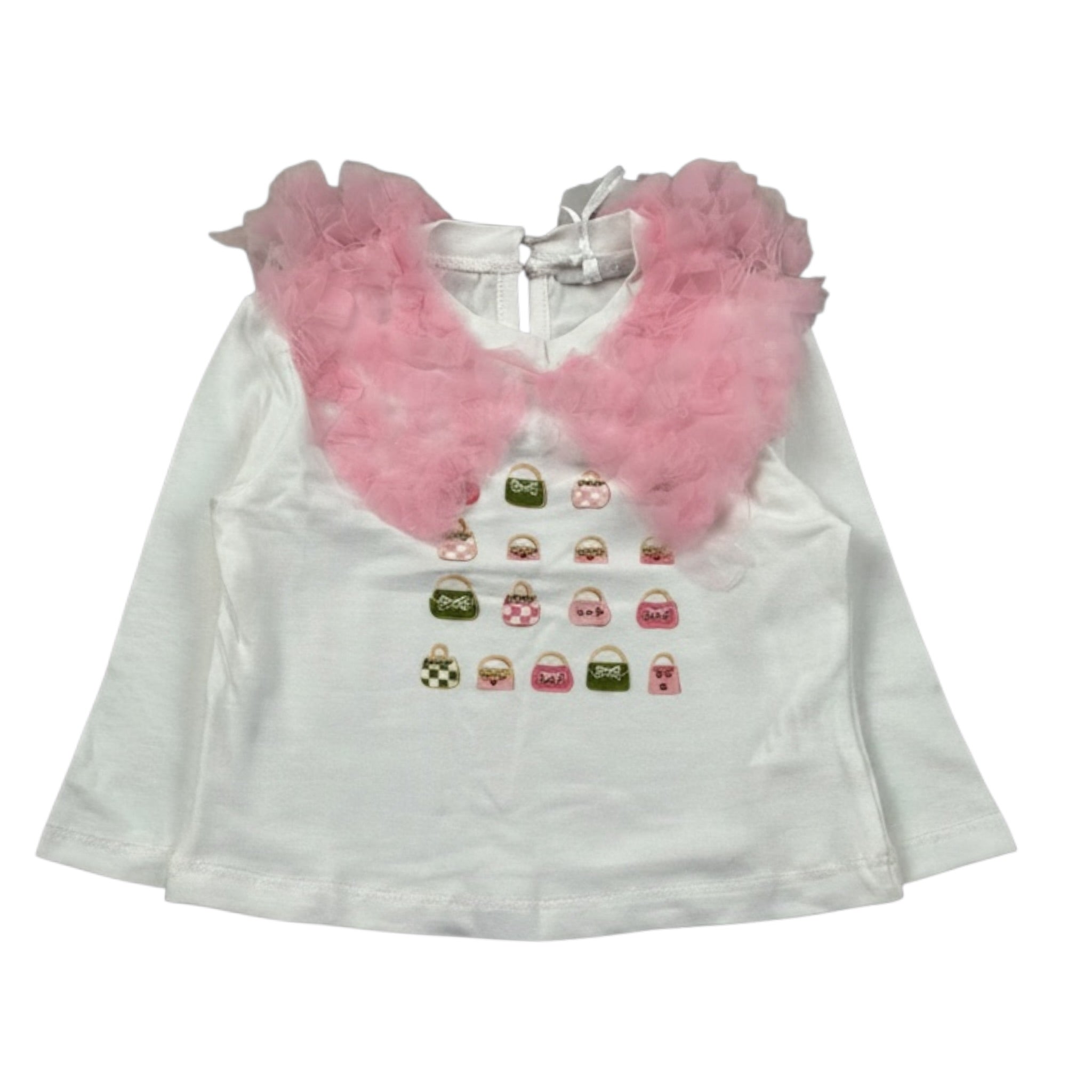 Miss Grant Shirt Girocollo tinta unita con Stampa Bianco per Neonata MG1467 BIANCO MISS GRANT 