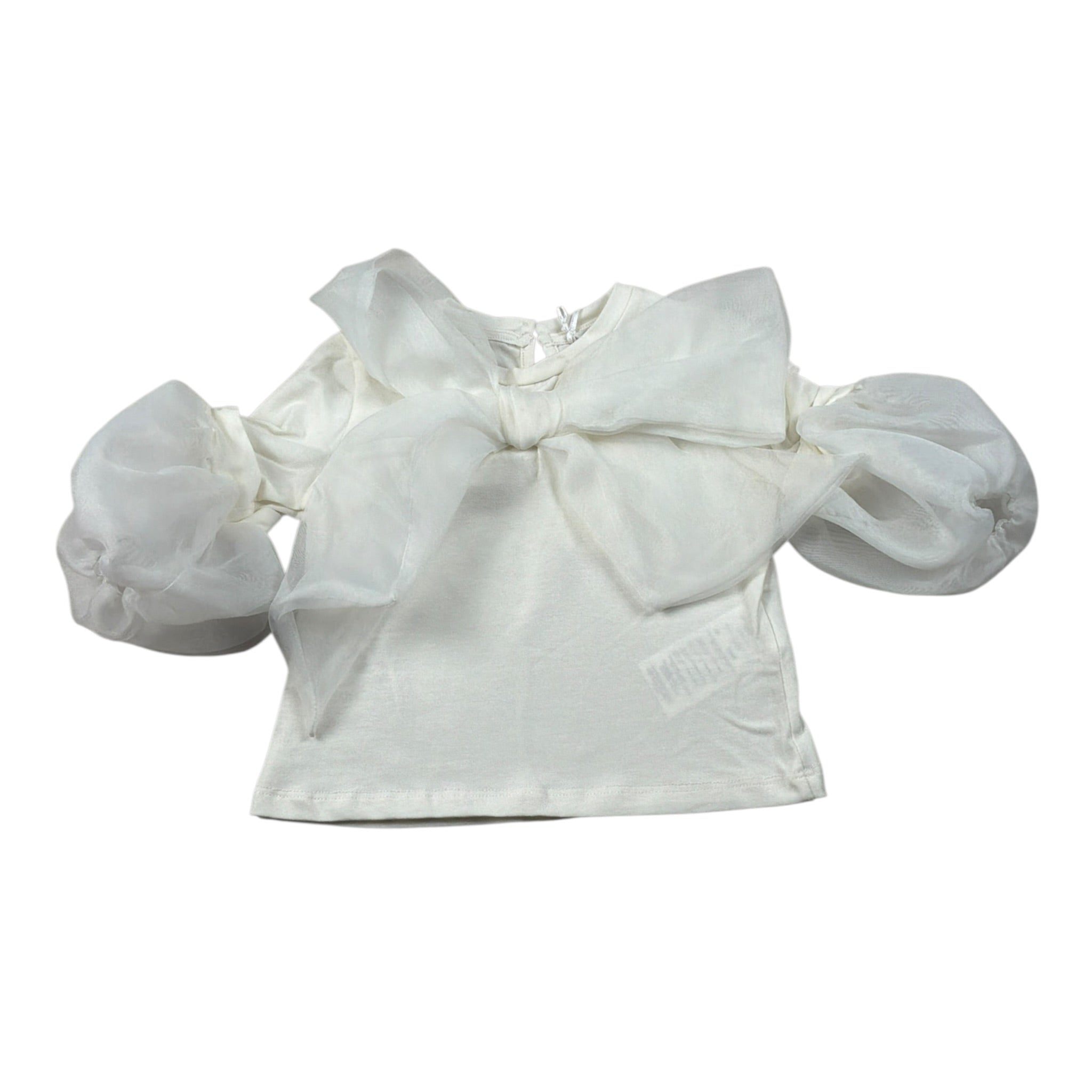 Miss Grant T-Shirt tinta unita con Fiocco Panna per Bambina MG1482X PANNA MISS GRANT 