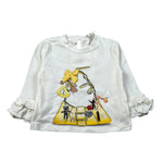 Miss Grant Shirt Girocollo tinta unita con Stampa Panna per Bambina MG1501 PANNA MISS GRANT 
