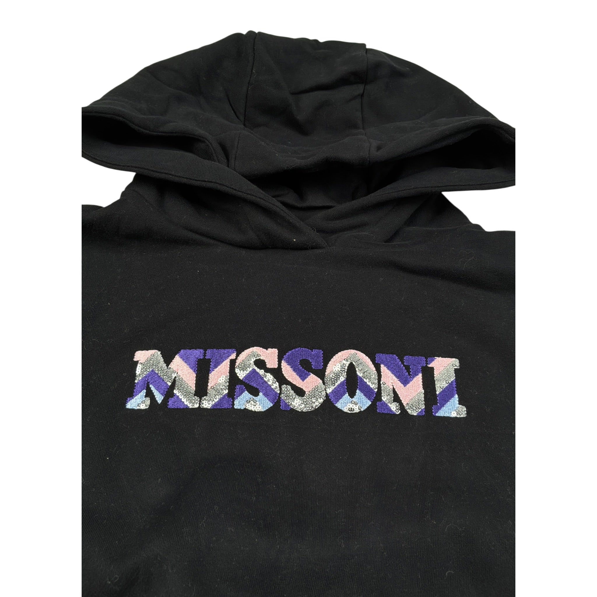 Missoni Felpa Chiusa con Cappuccio tinta unita con Logo Nero per Bambina MV4A70 NERO MISSONI 