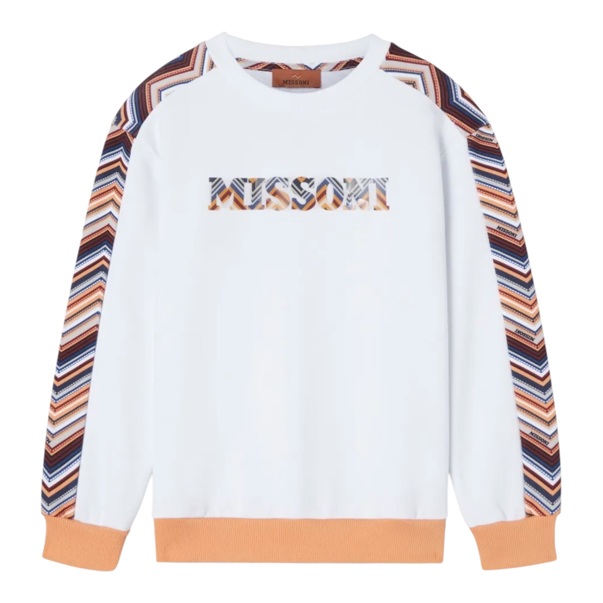 Missoni Felpa Chiusa Girocollo tinta unita con Stampa Bianco per Bambina MV4P40 BIANCO MISSONI 