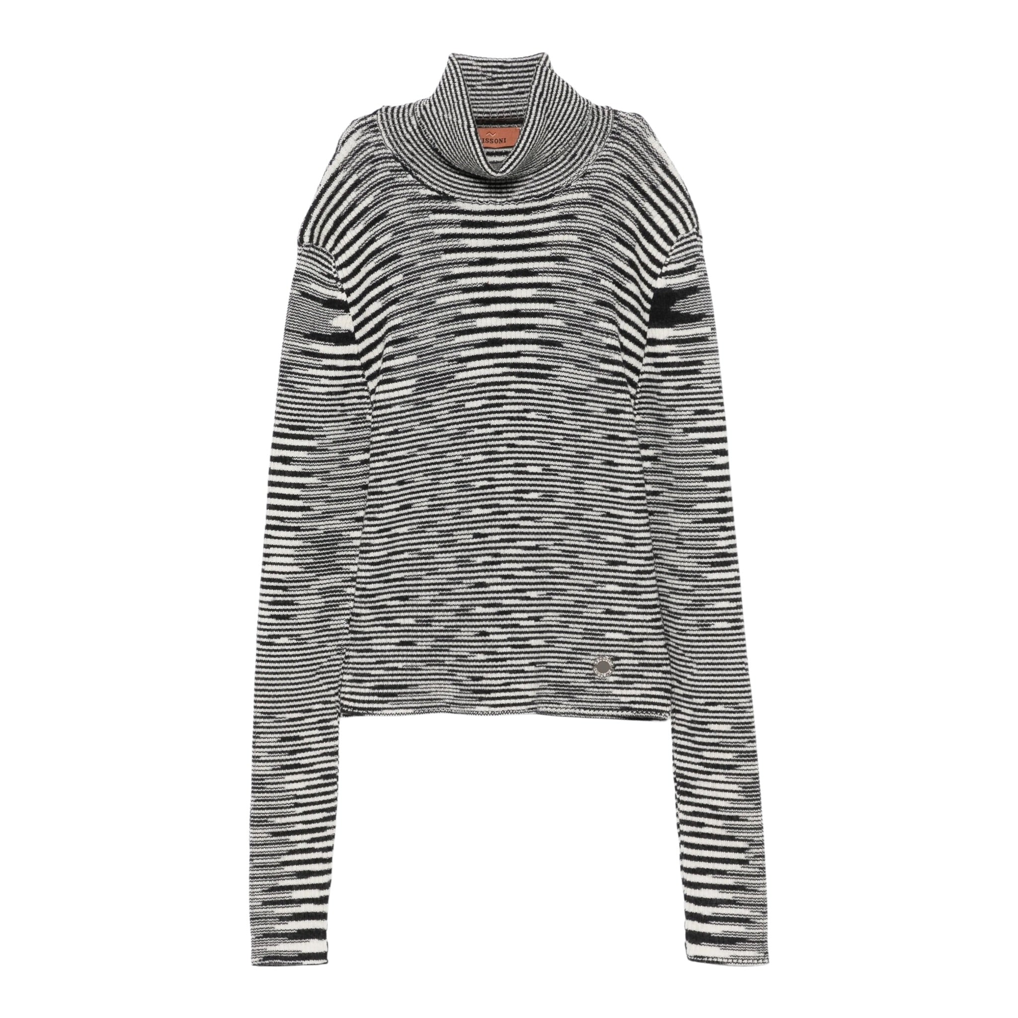 Missoni Maglia Bicolore con Fantasia A Righe E Collo Alto Bianco/Nero per Bambina MV9A20X BIANCO/NERO MISSONI 