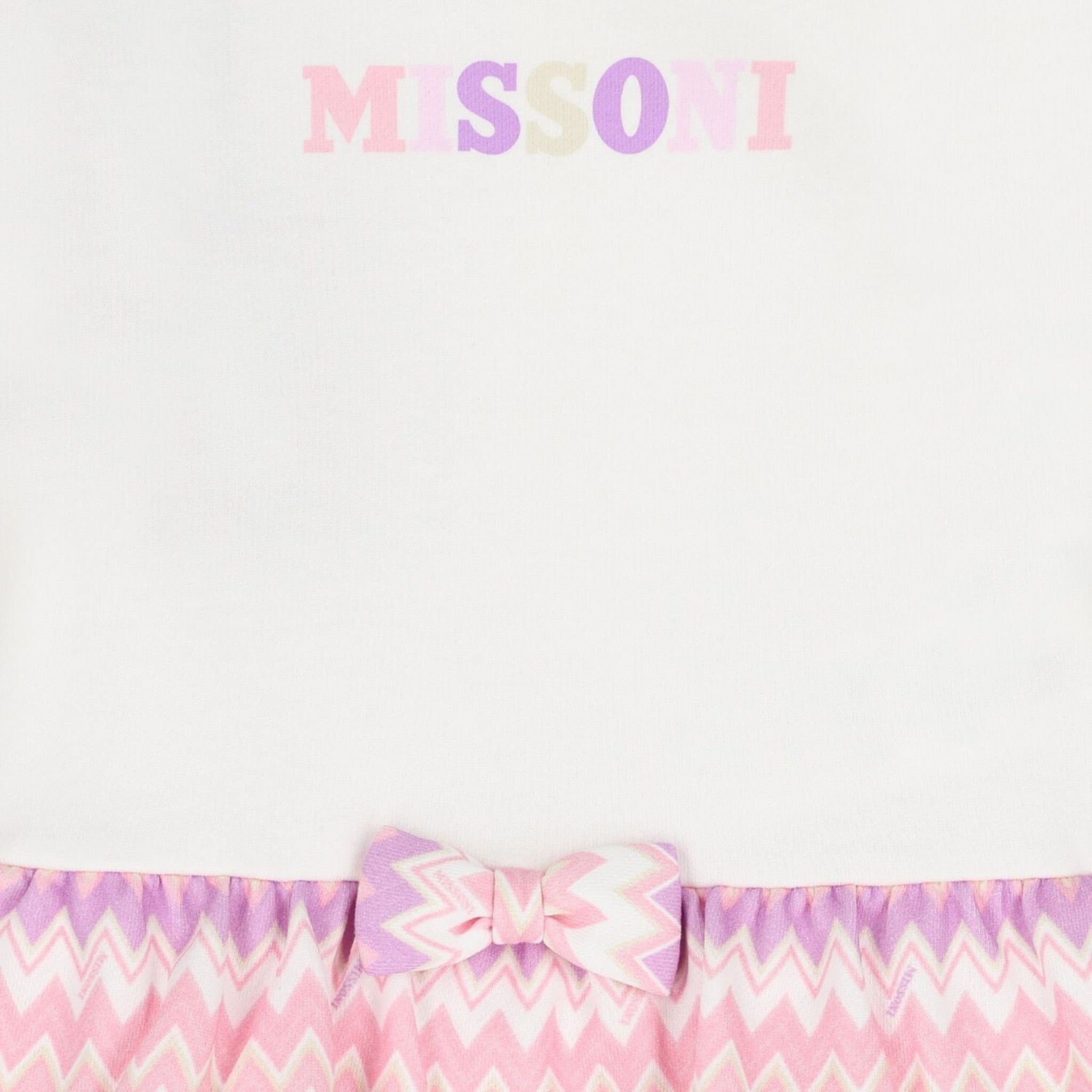 Missoni Abito Bicolore con Fantasia E Logo Bianco per Neonata MX1020 BIANCO MISSONI 