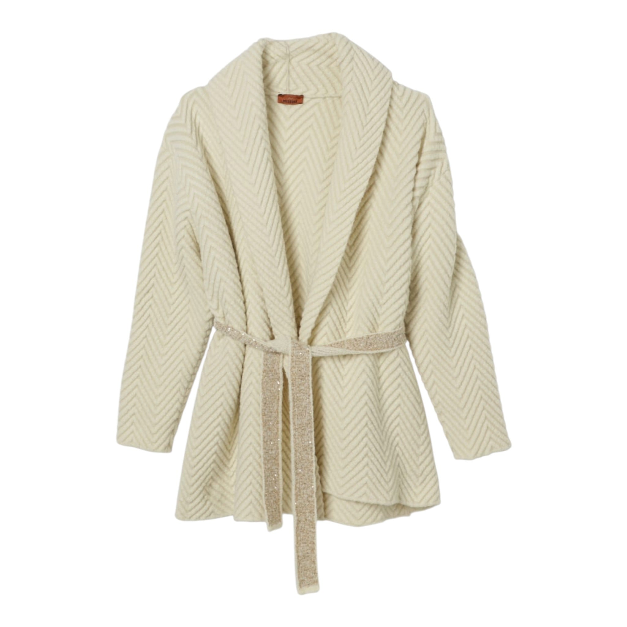 Missoni Cardigan tinta unita con Cintura Panna per Bambina MX9A60 PANNA MISSONI 