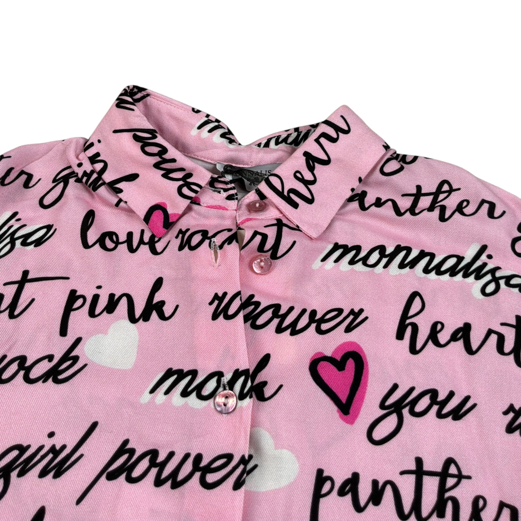 Monnalisa Camicia Manica Lunga tinta unita con Stampe Rosa per Bambina 114302 ROSA MONNALISA 