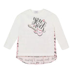 Monnalisa Shirt Girocollo Bicolore con Stampa Bianco/Rosa per Bambina 114635P5 BIANCO/ROSA MONNALISA 