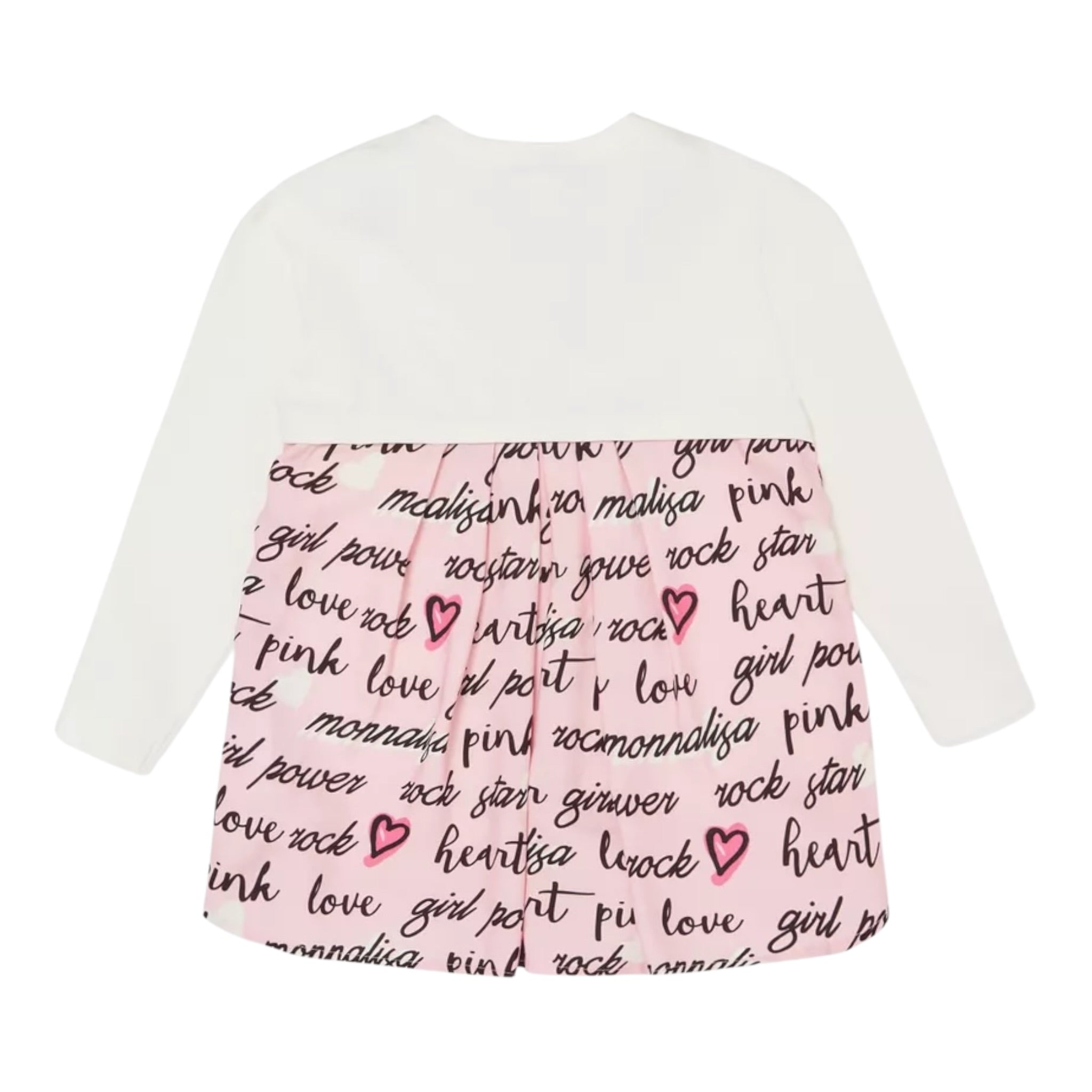 Monnalisa Shirt Girocollo Bicolore con Stampa Bianco/Rosa per Bambina 114635P5 BIANCO/ROSA MONNALISA 