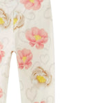 Monnalisa Leggins tinta unita con Fantasia Fiori Panna per Bambina 11B401 PANNA MONNALISA 