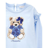 Monnalisa Shirt tinta unita con Stampa Azzurro per Bambina 11B624 AZZURRO MONNALISA 