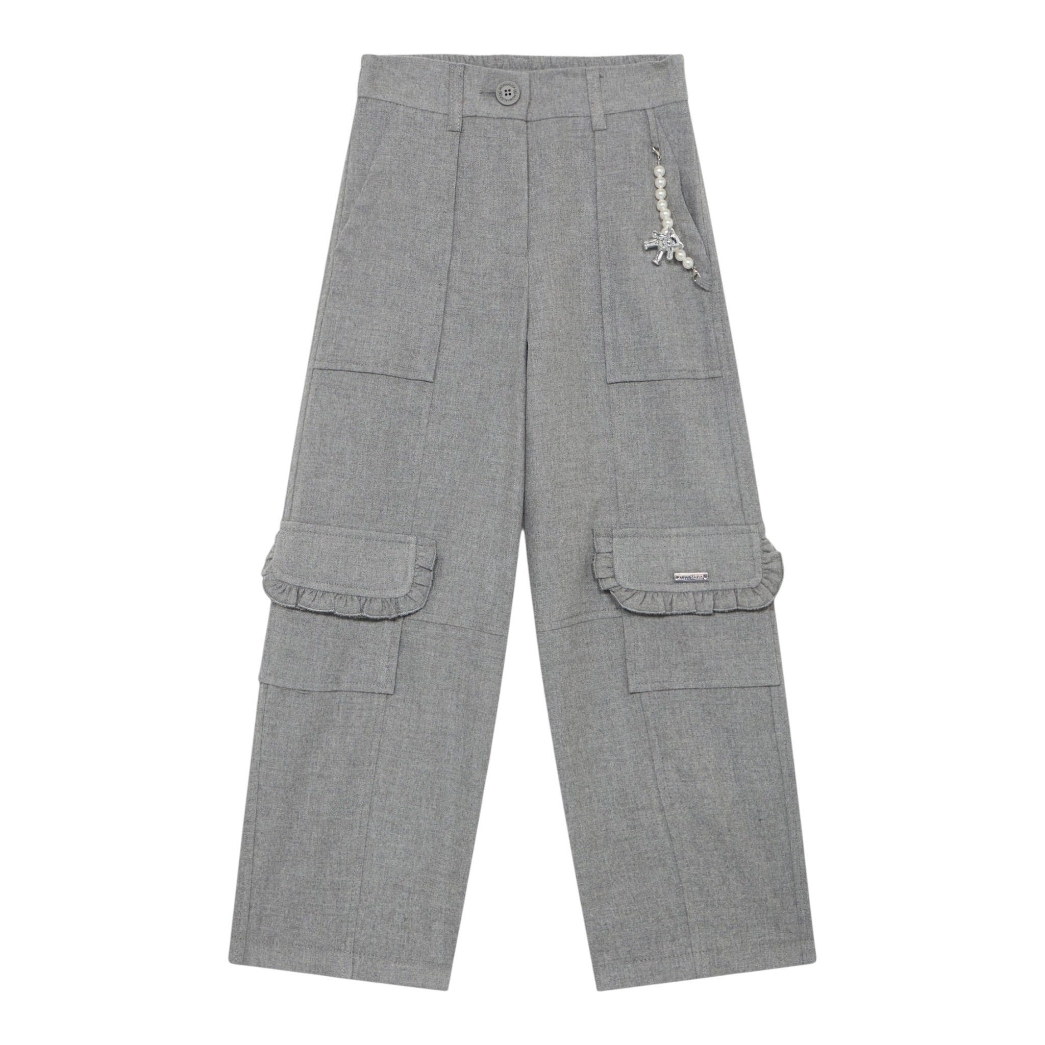 Monnalisa Pantalone tinta unita Von Elastico In Vita Grigio per Bambina 11F414 GRIGIO MONNALISA 