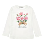 Monnalisa Shirt Girocollo Tinta Unta con Stampa Panna per Bambina 11F628 PANNA MONNALISA 
