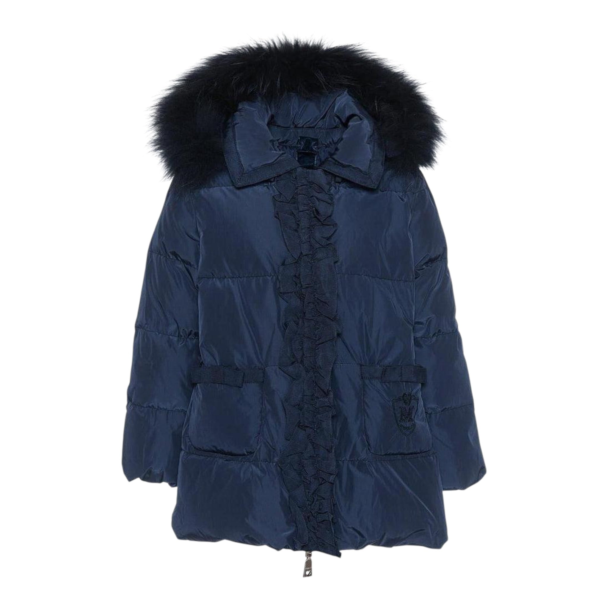 Monnalisa Giubbino tinta unita con Zip E Cappuccio Blu per Bambina 174116 BLU MONNALISA 