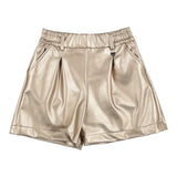 Monnalisa Short tinta unita In Ecopelle Oro per Bambina 17B403 ORO MONNALISA 