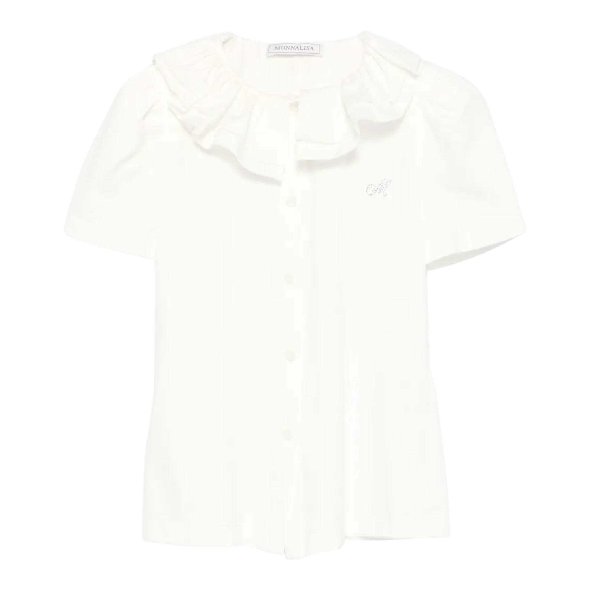 Monnalisa Camicia Mezza Manica tinta unita Bianco per Neonata 17EPAT BIANCO MONNALISA 