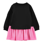 Monnalisa Abito Manica Lunga tinta unita con Gonna In Constrasto Nero/Rosa per Bambina 19D918 NERO/ROSA MONNALISA 