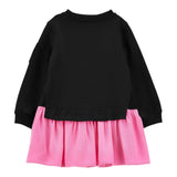 Monnalisa Abito Manica Lunga tinta unita con Gonna In Constrasto Nero/Rosa per Bambina 19D918 NERO/ROSA MONNALISA 