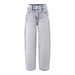 Monnalisa Jeans tinta unita con Applicazioni Azzurro per Neonata 19F403 AZZURRO MONNALISA 