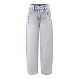 Monnalisa Jeans tinta unita con Applicazioni Azzurro per Neonata 19F403 AZZURRO MONNALISA 