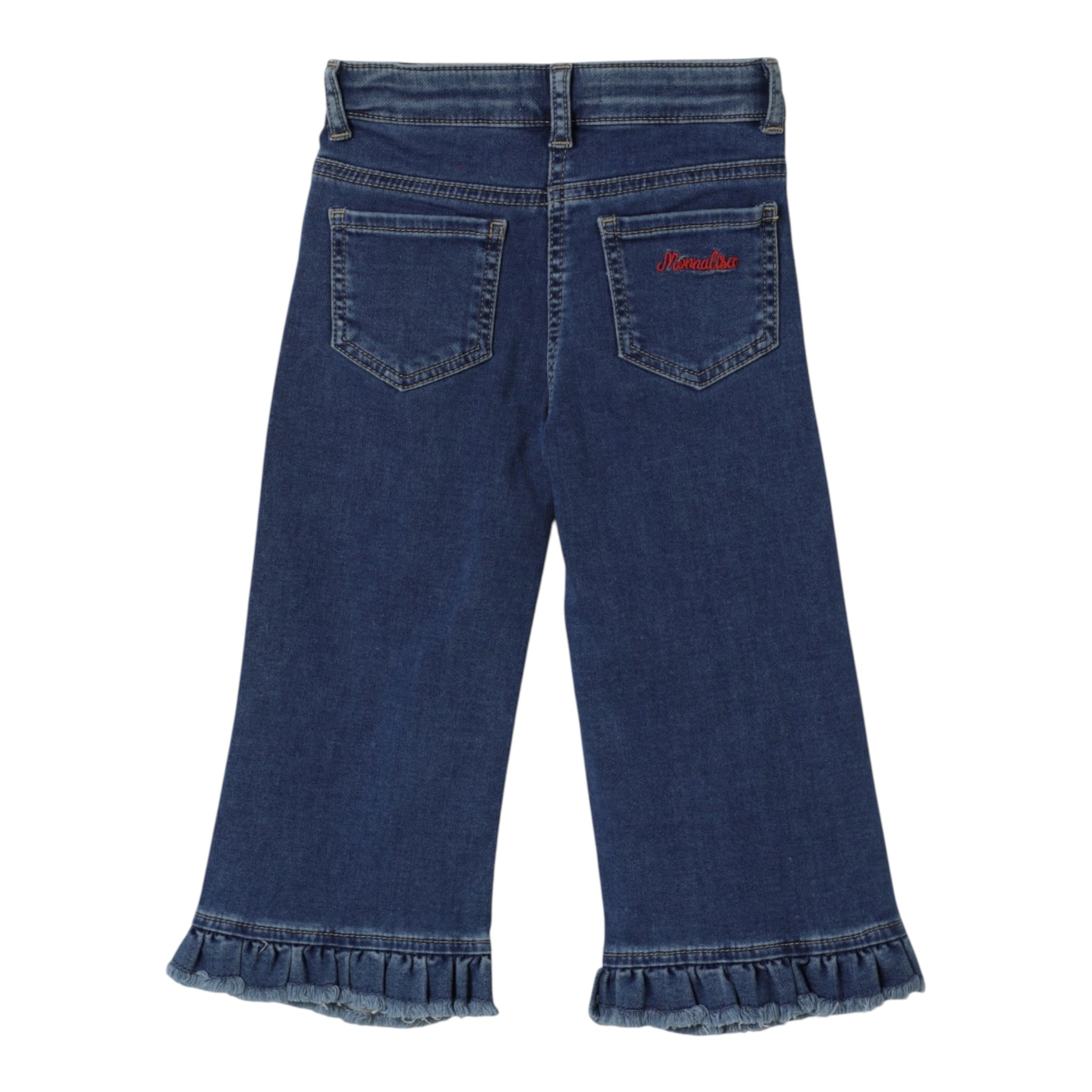 Monnalisa Jeans tinta unita con Ricami Blu per Bambina 19F417NP BLU MONNALISA 