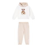Monnalisa Completo 2 Pezzi Felpa-Pantalone Bicolore Bianco/Beige per Bambina 19F500XX BIANCO/BEIGE MONNALISA 