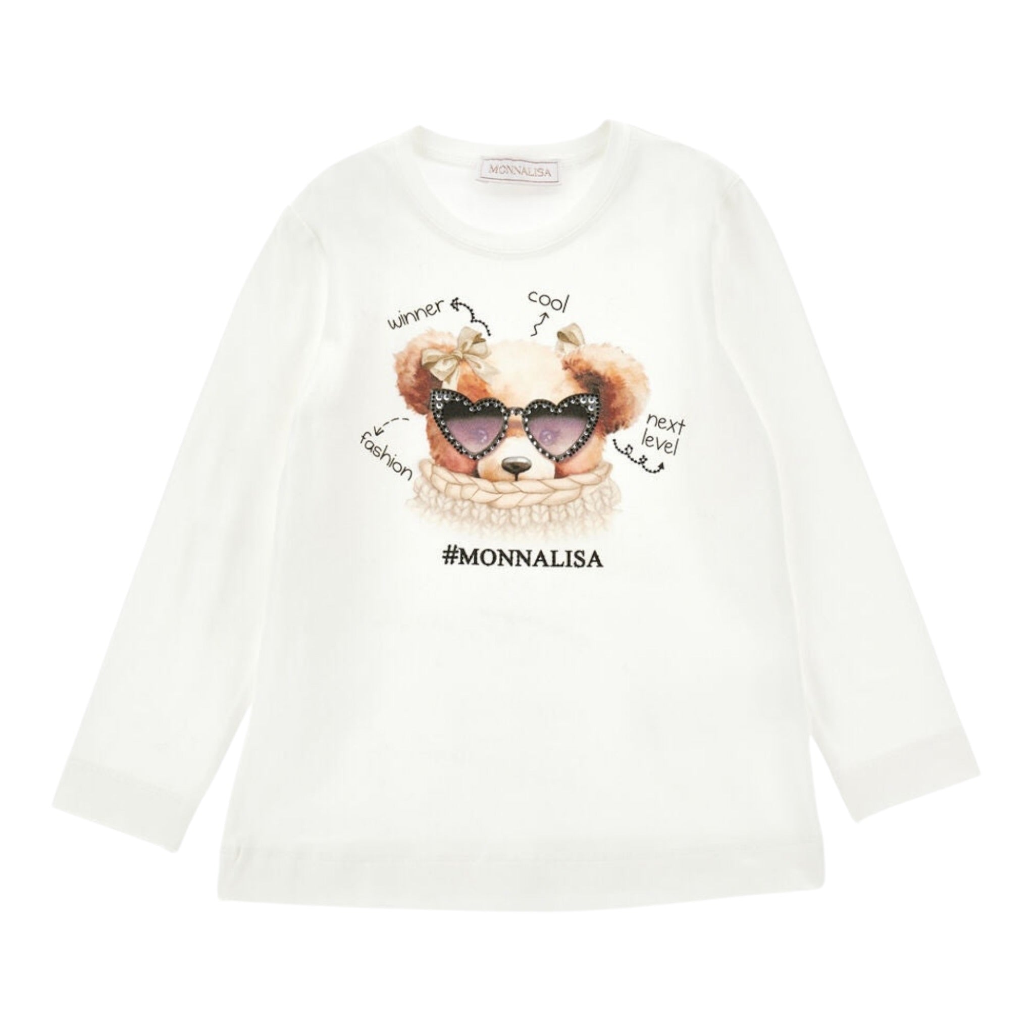 Monnalisa Shirt tinta unita con Stampa Bianco per Bambina 19F612 BIANCO MONNALISA 